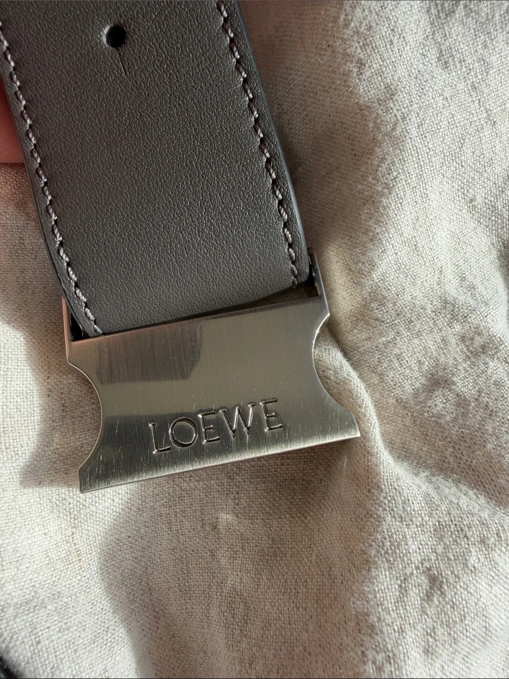 Loewe Gray Puzzle Edge Leather Bumbag with Diagonal Zip
